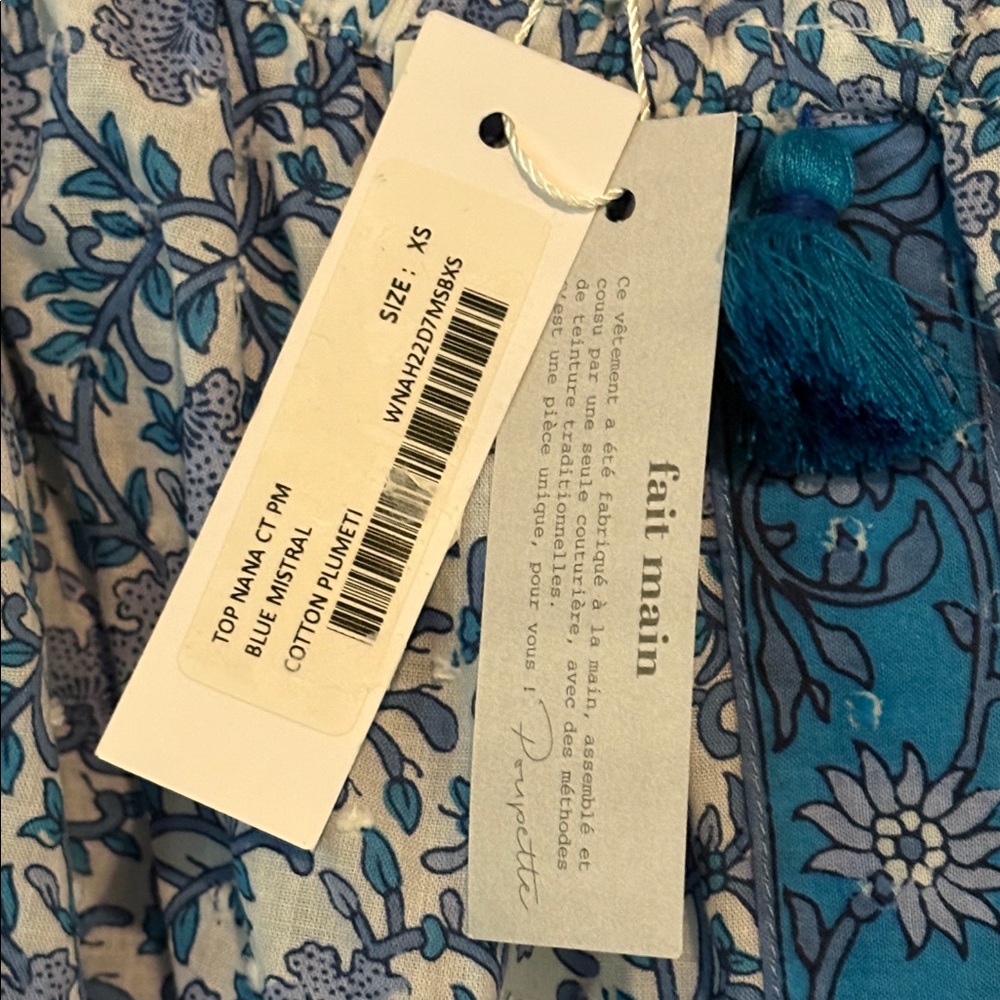 Poupette St Barth NWT Nana Top in Blue Mistral, Size XS 100% cotton - Picture 3 of 9